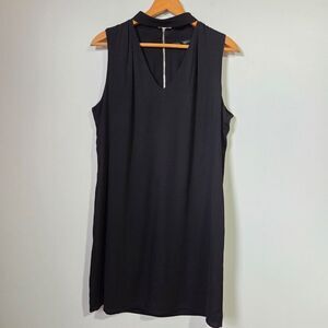 EUC WORN ONCE WHITE HOUSE BLACK MARKET V NECK CHOKER LITTLE BLACK DRESS SZ 10/M